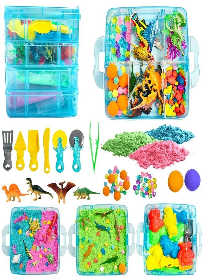 AGENTLAN Dino & Ocean Sensory bin, Dino & Ocean Sensory Toys with Play Sand for Toddlers Boys and Girls,Kids Toys Gift Sand Box for Age 3 4 5 6 7 8 - Image 1